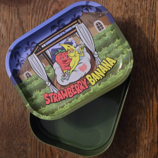 Best Buds rolovacia podložka (vrchnák) s boxom  – Strawberry Banana, 18 × 14 cm